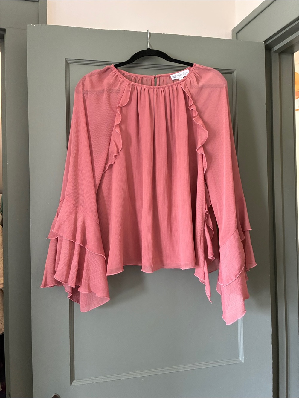Jessica Simpson Dusty Rose Ruffle Bell-Sleeve Blouse
